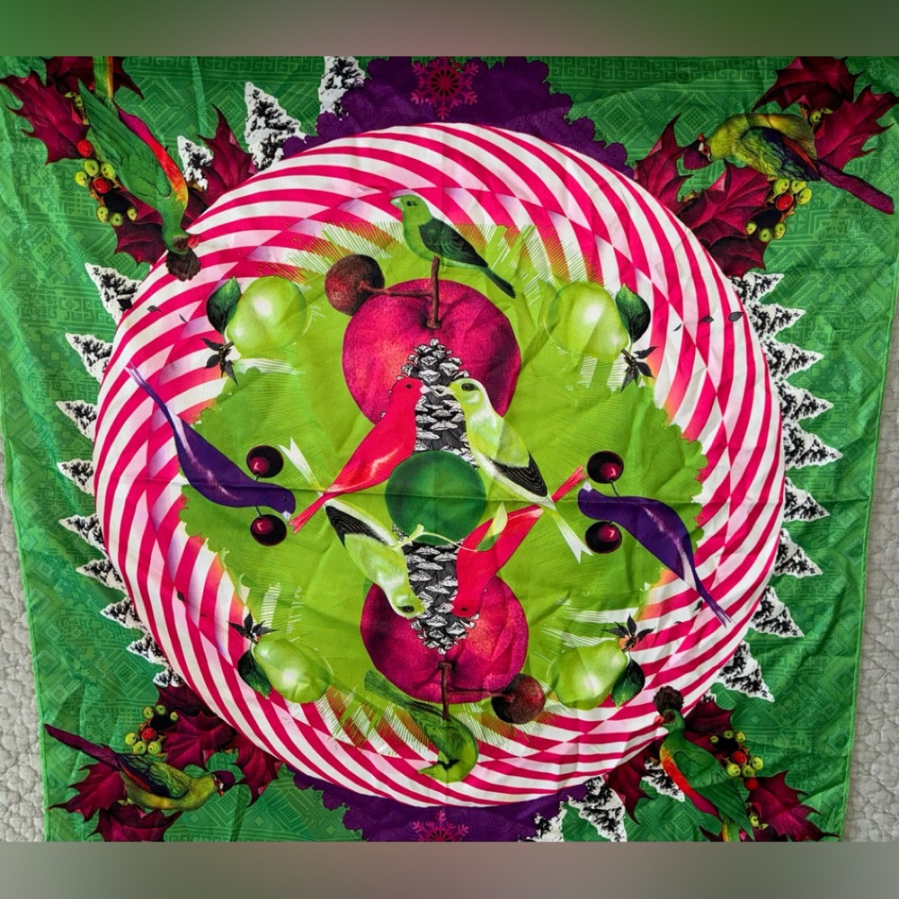 Lush Knot Colorful Recycled Material Bird Scarf 27" x 27"